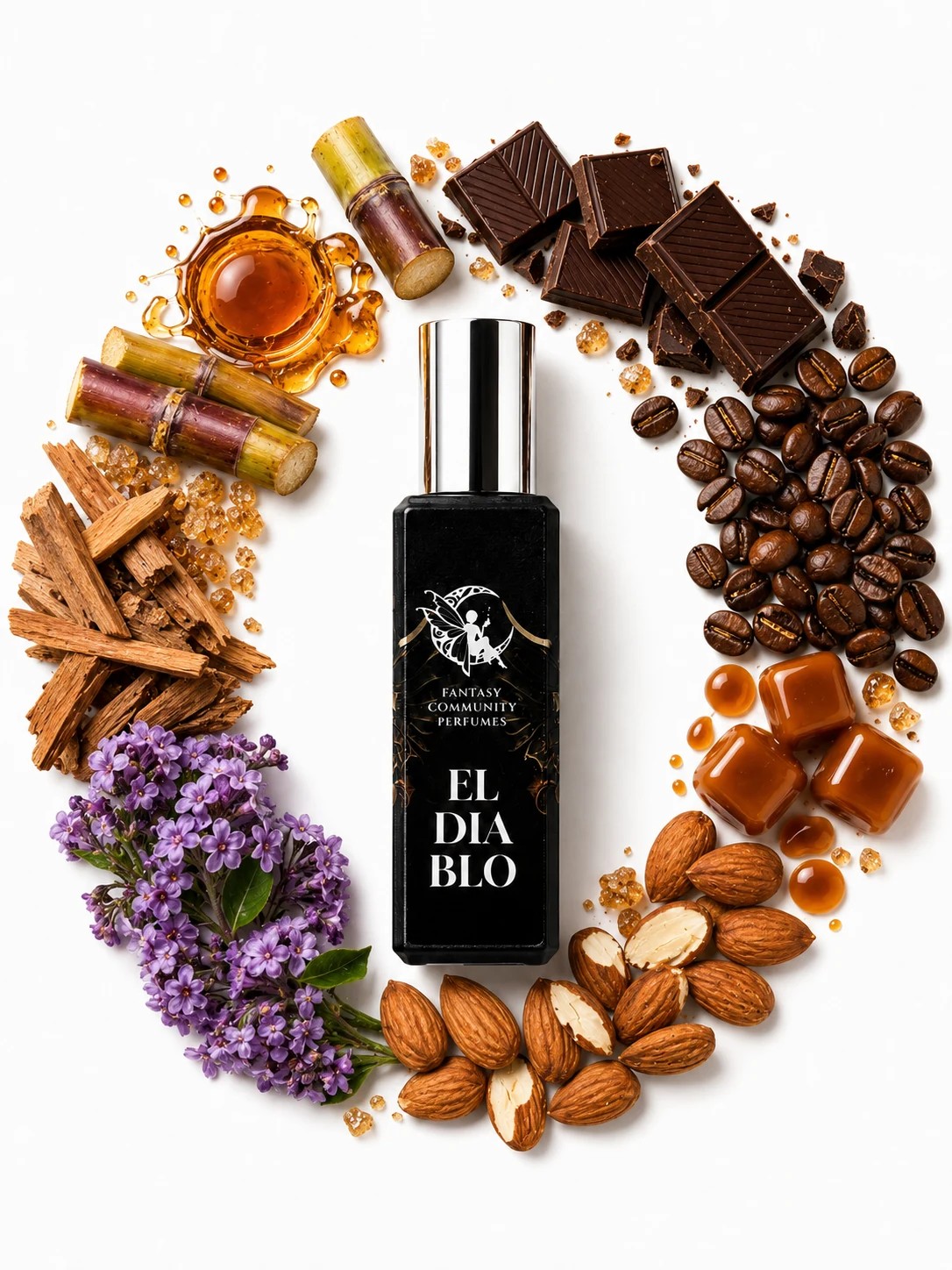 El Diablo 30 ml bottle — dark gourmand unisex Extrait de Parfum with rum, dark chocolate and coffee by Fantasy Community Perfumes